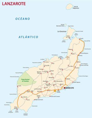 Kanarya Adası Lanzarote yol haritası