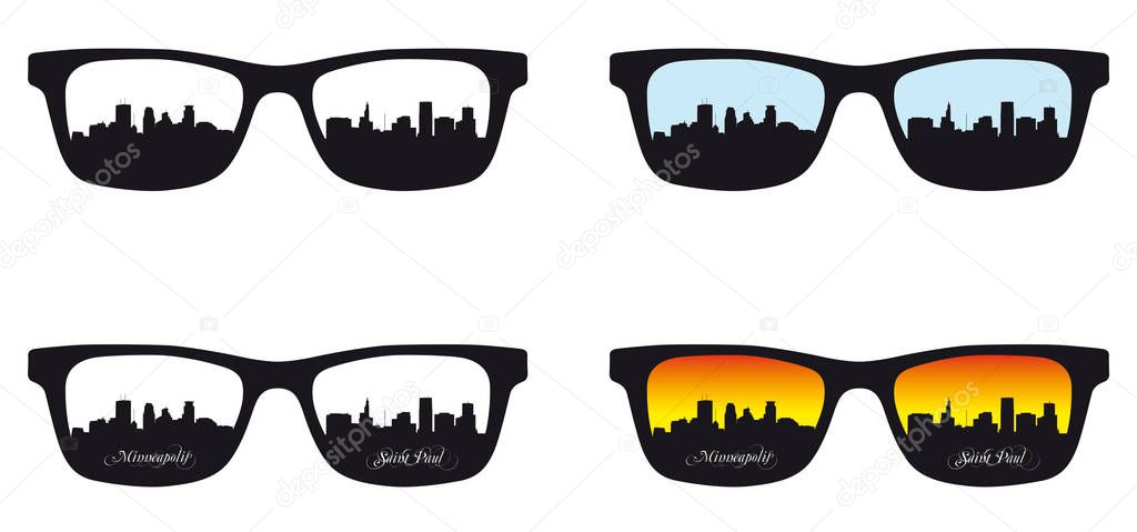   Save Download Preview skyline of urban Mineapolis and saint paul reflected in a spectacle