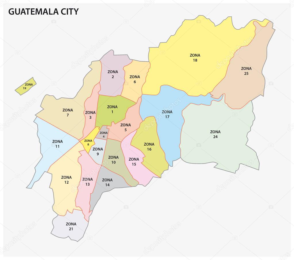 Mapa político administrativo de la capital de Guatemala Ciudad de