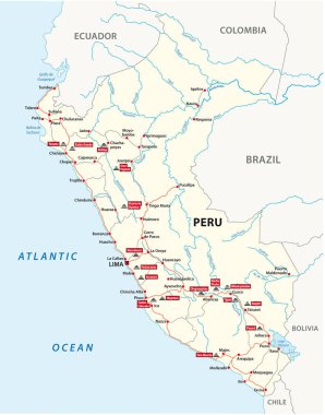 Yol haritası Peru ana Inca ile Harabeleri
