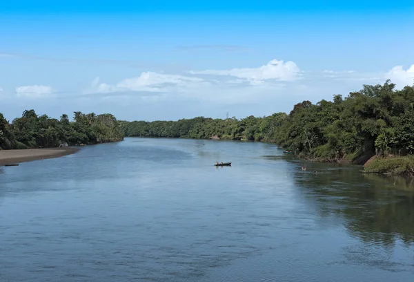 stock image Boats on the River Sixola, border river between Costa Rica and Panama