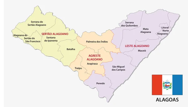 Alagoas administrative und politische karte mit fahne — Stockvektor