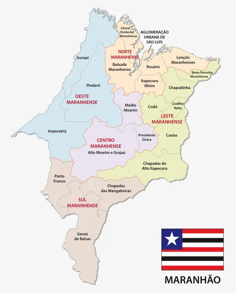 Maranhao administrativní a politickou mapu s vlajkou — Stockový vektor