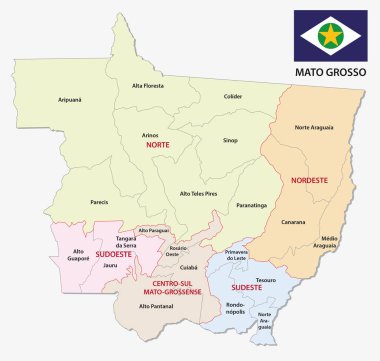 Mato grosso idari ve siyasi harita bayrak ile