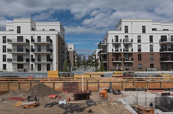 Construction site in a new district of Frankfurt, Europaviertel — Stock Photo, Image