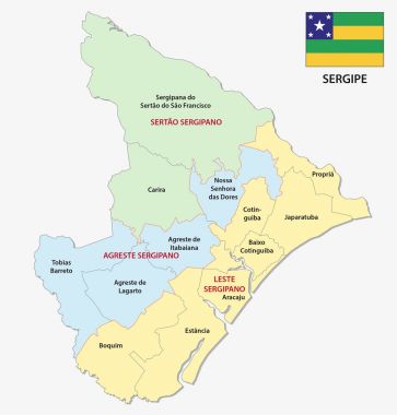 sergipe administrative and political map with flag clipart
