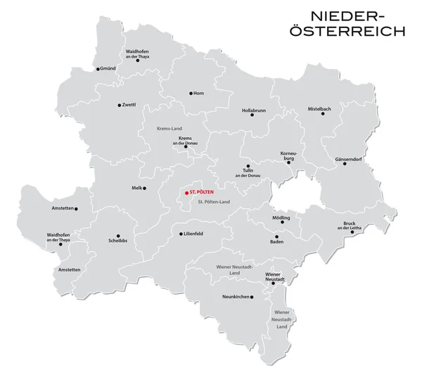 Διοικητικά και πολιτικά χάρτη από το αυστριακό κράτος της Κάτω Αυστρίας — Διανυσματικό Αρχείο
