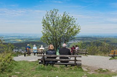 Tourist view from the summit of the Great Feldberg in the Taunus direction north Hessen, Germany clipart