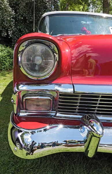 Old classic red vintage car headlights — Stock Photo, Image