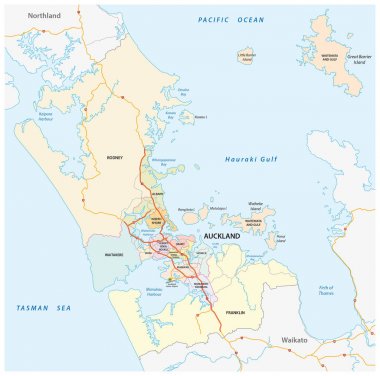 İdari ve siyasi Auckland Yeni Zelanda şehir haritası
