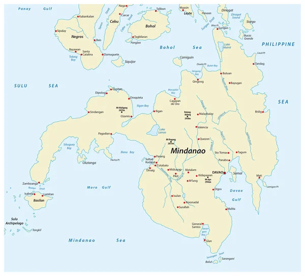 Map of the second largest Philippine island Mindanao Royalty Free Stock Illustrations