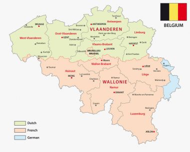 Belçika bölge ve dil alanlarında Haritası