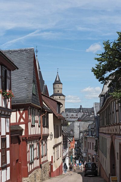 IDSTEIN, GERMANY-JUNE 12, 2017: View of the old town with witches tower, Hesse, Germany