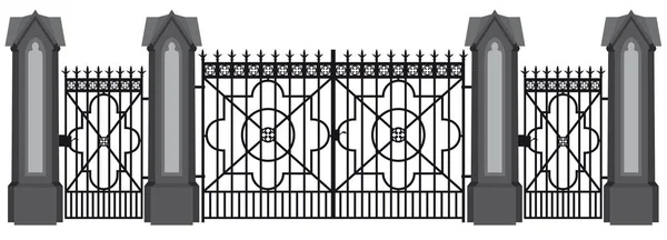 Иллюстрация кованых железных ворот — стоковый вектор