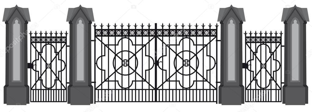 A illustration of a wrought iron gate — Stock Illustration A illustration of a wrought iron gate Stock Vector