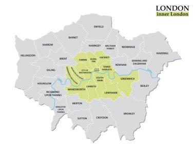İç Londra, yasal tanımı idari ve siyasi Haritası