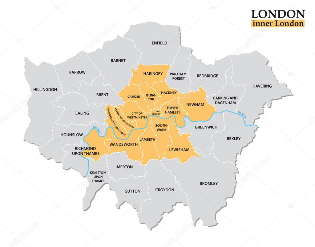 Administrative and political map of inner London, Statistical definition