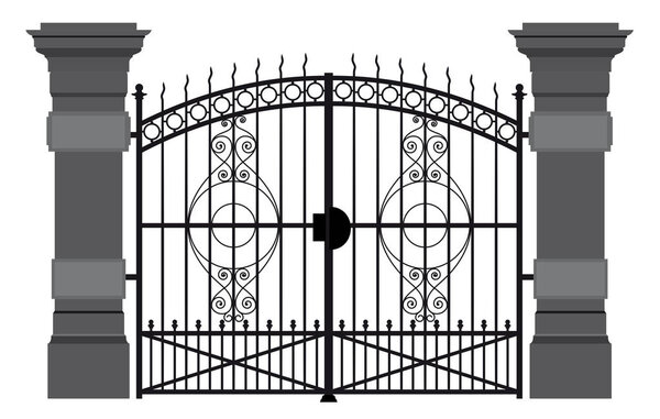 A illustration of a wrought iron gate