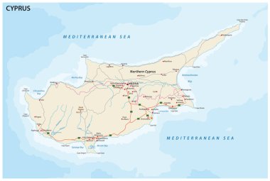 Yol haritası Akdeniz Kıbrıs Adası