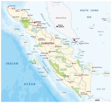 Road map of the indonesian island sumatra clipart