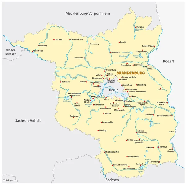 Carte de l'état du Brandebourg en langue allemande — Image vectorielle