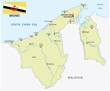 Brunei ulus vektör harita bayrak ile