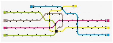 Hayali renkli Metro haritası istasyonları ile