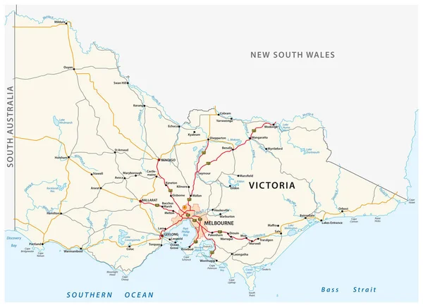 Färdplan för den australiska stat victoria — Stock vektor