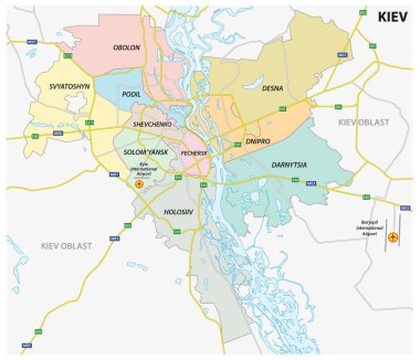Yönetim, siyasi ve yol Ukrayna başkenti Kiev Haritası