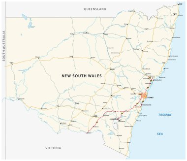 Avustralya Eyalet New South Wales harita yol haritası