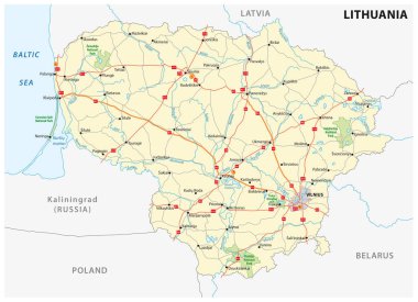 Litvanya yol ve Milli Parkı Haritası