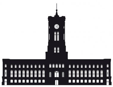 Siyah ve beyaz siluet Berlin kırmızı Belediye Binası