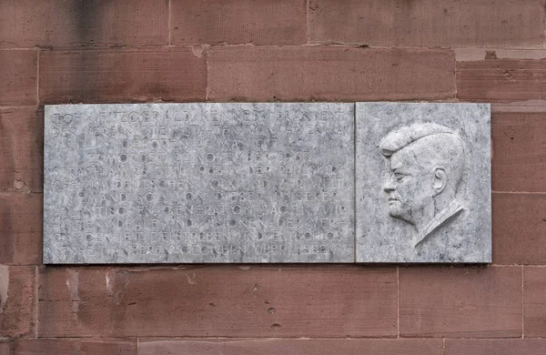 Tablet memorial Kennedy na Paulskirche em Frankfurt, Alemanha — Fotografia de Stock