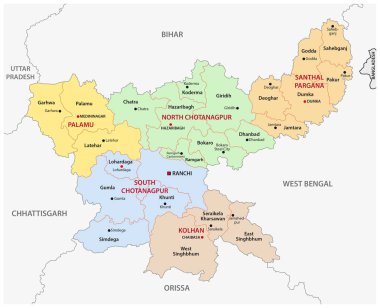 Jharkhand idari ve siyasi harita, Hindistan