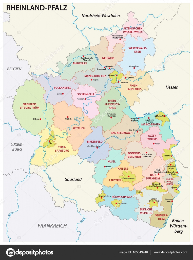 Rheinland-Pfalz Verwaltungs- und politische Landkarte in ... Rheinland-Pfalz Verwaltungs- und politische Landkarte in ...