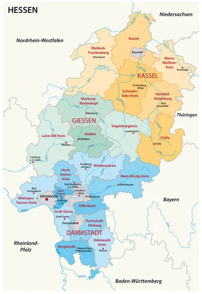 Assia mappa amministrativa e politica in lingua tedesca — Vettoriale Stock