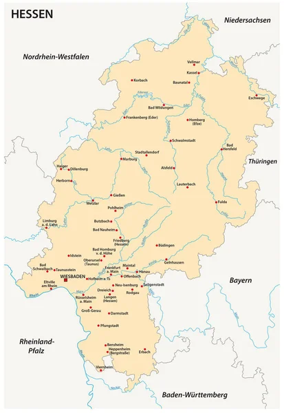 Hessen eyalet vektör harita Alman dilinde — Stok Vektör