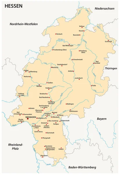 Hessen eyalet vektör harita Alman dilinde