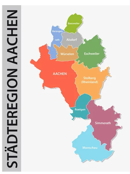 Administrative and political map of Aachen region in German language — Stock Vector