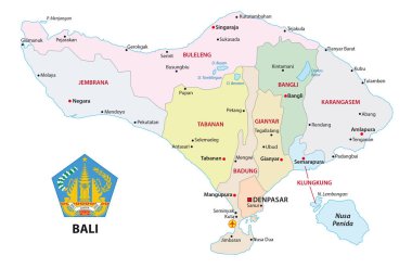 Bali idari ve siyasi vektör harita mühür ile