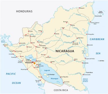 Nikaragua yol vektör Haritası