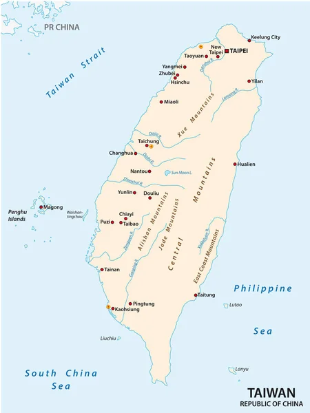 Peta Vektor Taiwan Republik Tiongkok - Stok Vektor