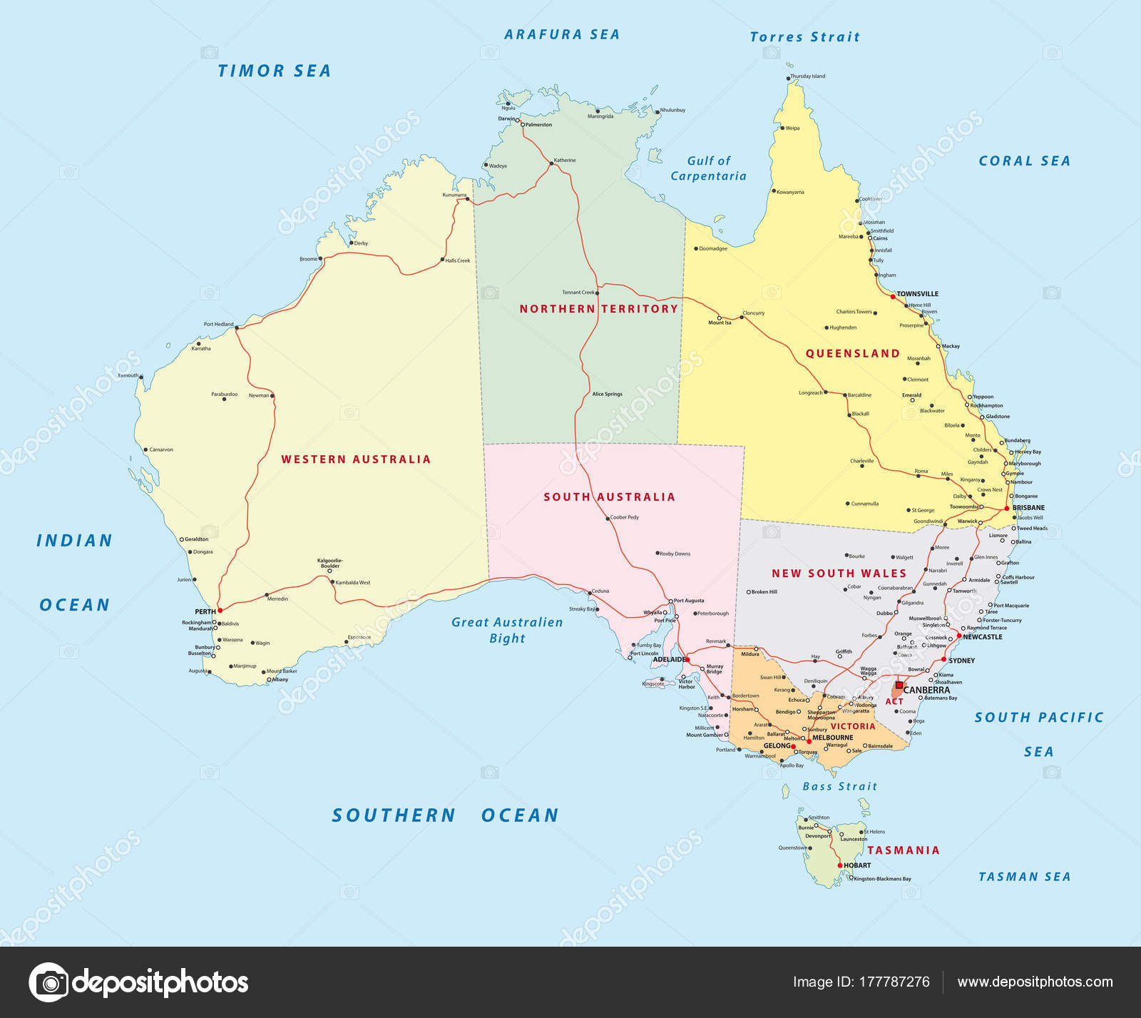 australia road map stock vector