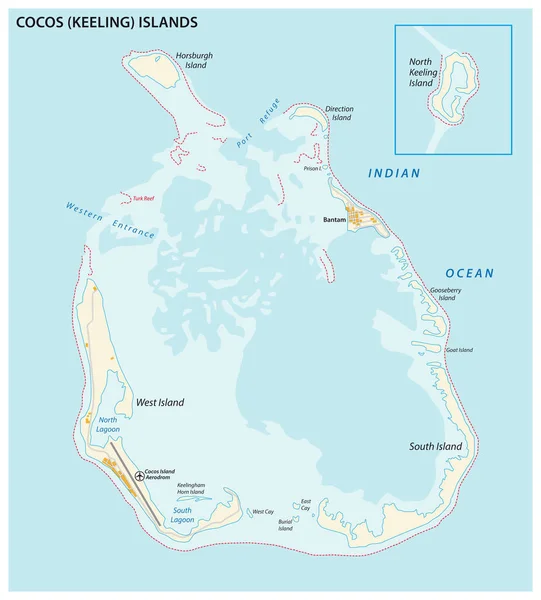 Mappa Vettoriale Isole Cocos Keeling — Vettoriale Stock