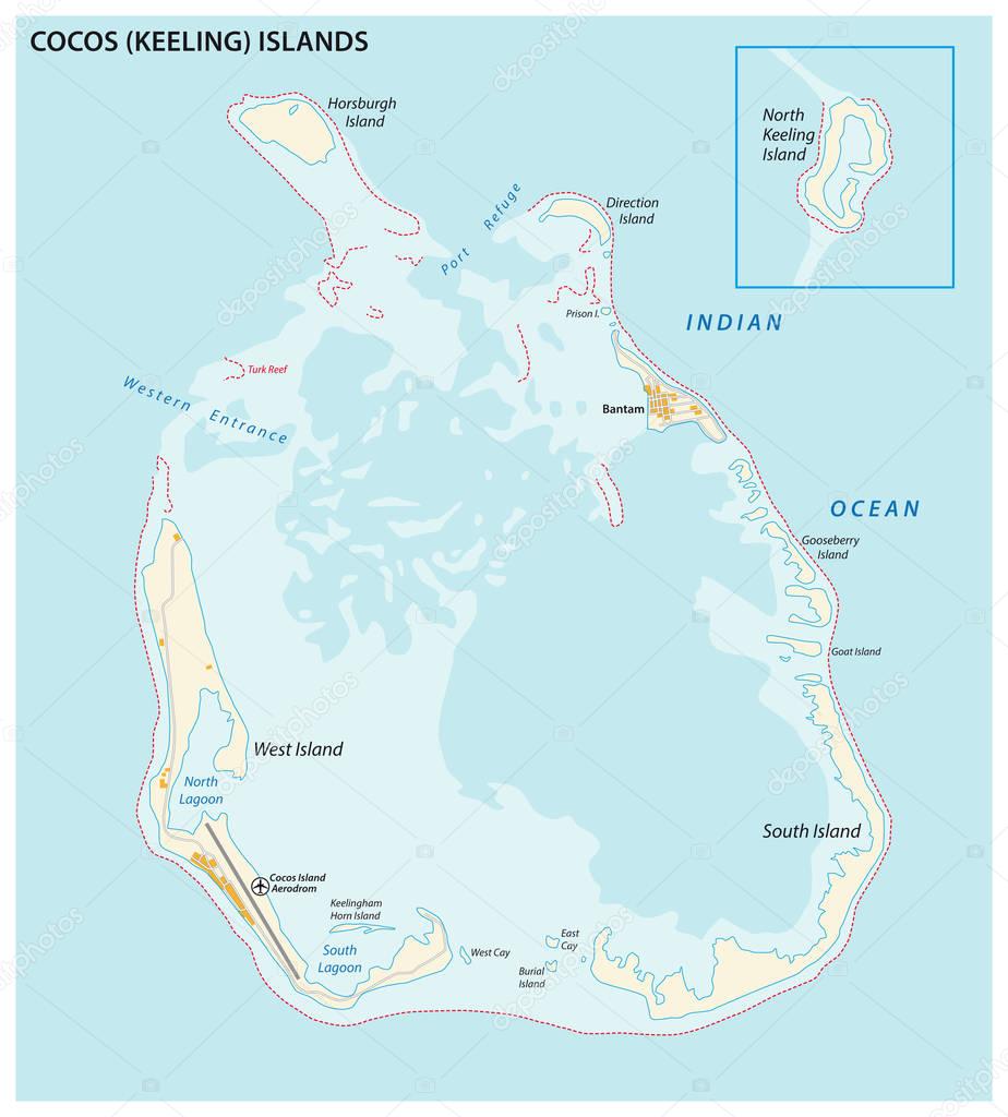 Cocos (Keeling) islands vector map