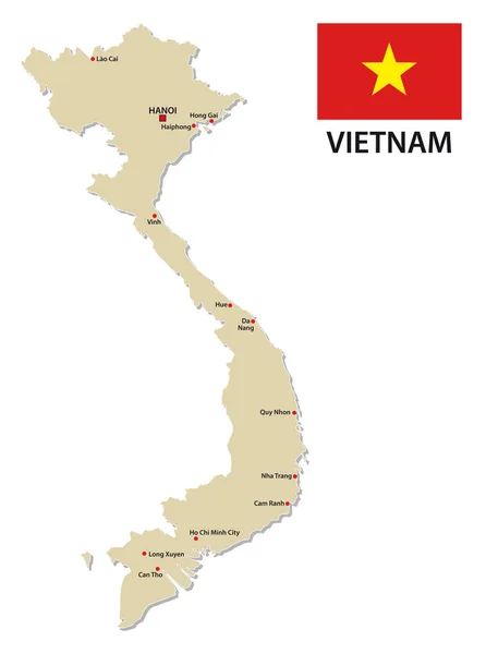 Vietnam Vektor Karta Med Flagga — Stock vektor