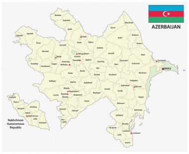 Azerbaycan idari ve siyasi vektör harita bayrak ile