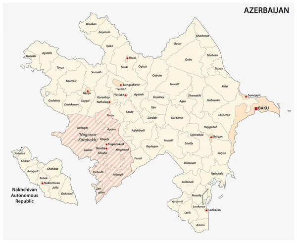 Mapa Vectorial Político Administrativo Azerbaiyán — Vector de stock