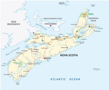 Nova Scotia yol vektör harita, Kanada