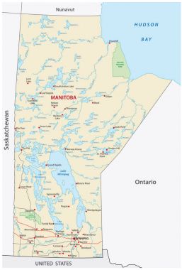 İl manitoba vektör yol ve seyahat harita